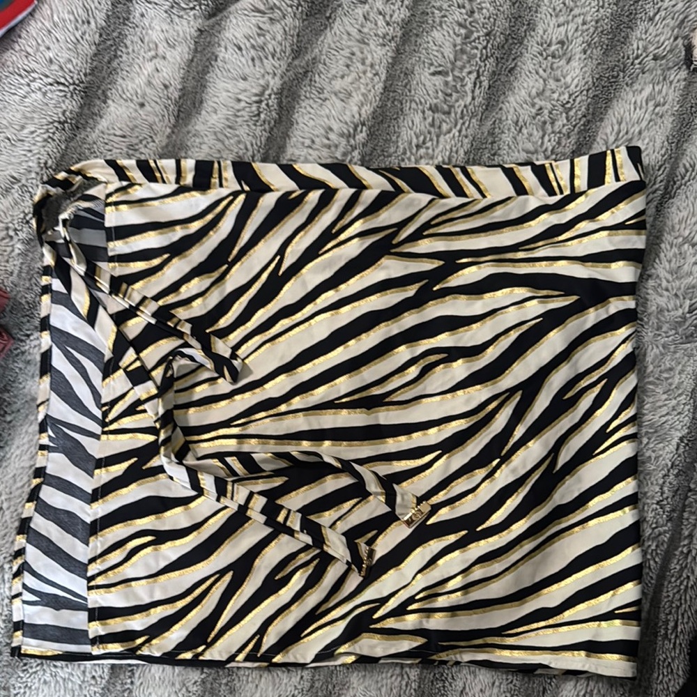 Michael Kors Zebra Print Skirt with Gold Details